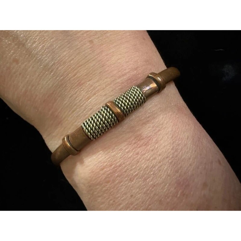 Vintage Copper Wire Wrapped Rope Cuff Bracelet - 1980s